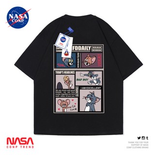 เสื้อยืดแขนสั้นลําลอง คอกลม ผ้าฝ้าย ทรงหลวม พิมพ์ลาย Tom and Jack NASA แฟชั่นคลาสสิก สําหรับเด็ก