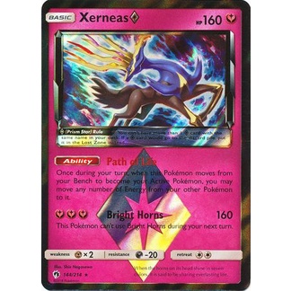 Pokemon TCG Card Xerneas Prism Star SM Lost Thunder 144/214 Prism Star Holo