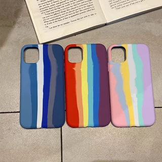 เคส สีรุ้งกำมะหยี่ โลโก้ สำหรับรุ่น ไอโฟน I6 I6P I7P I8P I7 I8 XS XSMAX XR I11 I11PRO I11PROMAX I12 I12PRO I12PROMAX