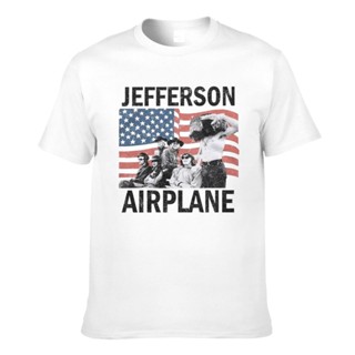 เสื้อยืด ผ้าฝ้าย พิมพ์ลายเครื่องบิน Jefferson สําหรับผู้ชาย