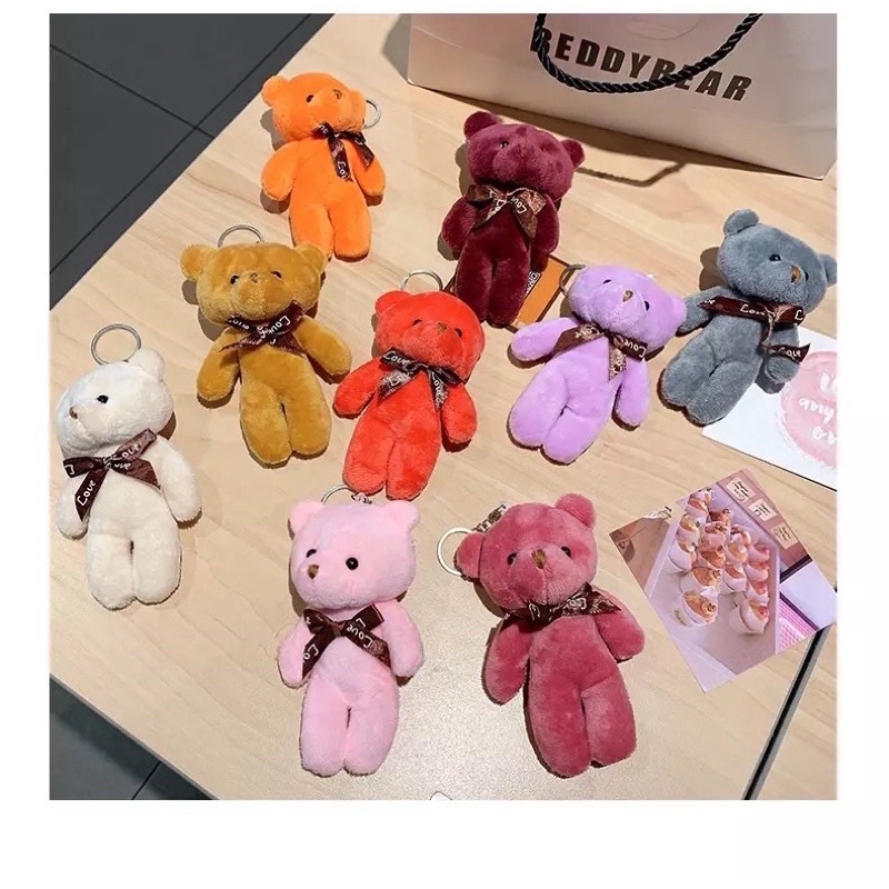 🔥ใหม่ มี 30สี พวงกุญแจหมีตุ๊กตาใหม่ ขายปลีกและส่ง 12.5 cm New boll bear keychain RTX