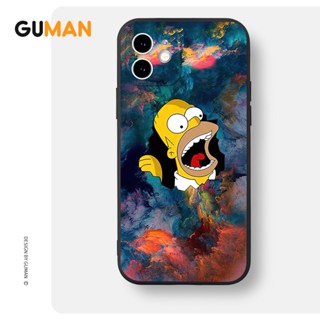 Guman เคสไอโฟน เคสซิลิโคนนุ่มกันกระแทกการ์ตูนน่ารักตลก เคสโทรศัพท์ สีดำ Compatible for iPhone 14 13 12 11 Pro Max SE 2020 X XR XS 8 7 6 6S Plus พลัส XYB952