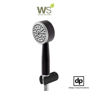 WS ฝักบัวอาบน้ำ + พร้อมสายอ่อน + ขอเเขวนเเบบติดผนัง (สีดำ) (WS-8130PB)