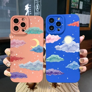 เคสโทรศัพท์มือถือ ขอบสี่เหลี่ยม ลายดาวเสาร์ ดวงจันทร์ สําหรับ OPPO Reno7 4G Reno6 Reno8 Z 5G Reno5 F 7 Lite A17 A17K A77S A57S