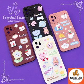 เคสมือถือนิ่ม 7+ 11 14 14+ 14pro 14promax TPU กันเลนส์กล้องนูนลายการ์ตูน ติดอะไหล่หมี กระต่ายน่ารัก