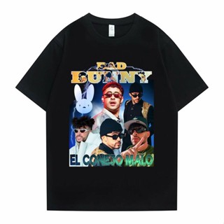 เสื้อยืดสวยๆ ฮิปฮอปนักร้อง Bad Bunny กราฟิกพิมพ์เสื้อยืดผู้ชายผู้หญิงแฟชั่นเสื้อยืดขนาด EU Oversized ฤดูร้อนแขนสั้น Heav