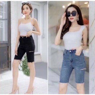 กางเกงยีนส์3ส่วน​​ผู้หญิง กางเกงยีนส์ยืดเอวสูงราคาถูก PUNNY JEANS