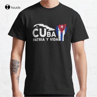 เสื้อยืดผู้หญิง Camiseta clásica con bandera de Cuba, Patria Y Vida, de algodón, Unisex, S-5XL