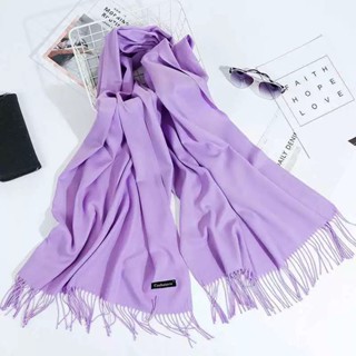 🎀scarf🎀ผ้าพันคอ ผ้ากันหนาว ผ้าคลุมไหล่ แคชเมียร์ สีพื้น 215กรัมขนาด 190* 70ซม cashmere