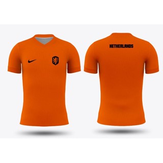 เสื้อกีฬาแขนสั้น คอวี ลายทีมชาติเนเธอร์แลนด์ NETHERLANDS