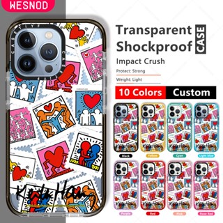 กันกระแทกใสแข็งบางใสแฟชั่น Case เคสโทรศัพท์มือถือ ลายกราฟฟิติ Keith Haring Love Stamps สําหรับ Iphone 12 15 14 11 Pro Max 13 Xs X Xr 7 8 Plus Miniซิลิโคนนิ่มเคส tpu คุณภาพสูงยี่ห้อใสขอบเรียบโทรศัพท์มือถือฝาปิด Tifyอุปกรณ์เสริมสำหรับ