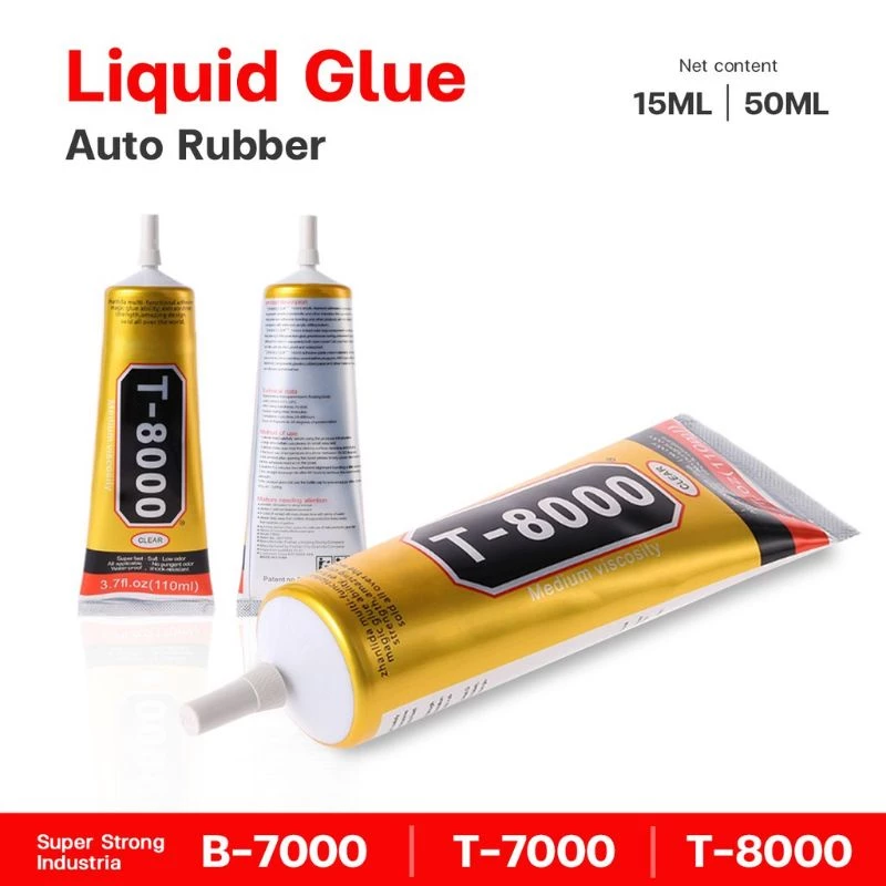 กาวอเนกประสงค์สีใส T 8000 สามารถใช้กับอุปกรณ์ได้หลากหลายเนื้อกาวสีใสแห้งไวติดแน่นทนทานเหมาะกับงานประดิษฐ์และงานซ่อมแซม
