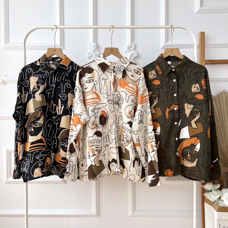 [WHOLESALE] JR8006 - FACE PRINT SHIRT (3 ชิ้น @ Rp. 77,000)