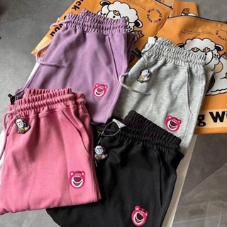 👖พร้อมส่งจากไทยทุกวัน🩳กางเกงขายาวหมี เนื้อผ้าเกล็ดปลา เอวยืดได้ถึง 38" สะโพก 43" ความยาว 90 cm.