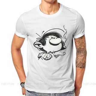 ใหม่ เสื้อยืดลําลอง แขนสั้น พิมพ์ลายการ์ตูน Gaston Lagaffe Comics Gomer Goof Smoking a Cigarette สําหรับผู้ชาย