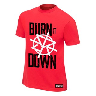 เสื้อยืดผ้าฝ้าย พิมพ์ลาย Seth Rollins Burn It Down พลัสไซซ์ ของขวัญคริสต์มาส สําหรับผู้ชาย XS-6XLS-5XL