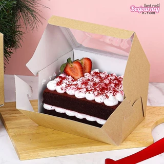 Boxjourney กล่องเค้ก 2 ชิ้นทรงสูง ขนาด 12.5 x 15 x 10 ซม. (20 ใบ/แพค)