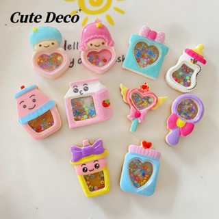 【Cute Deco】กล่องใส่นม ลายการ์ตูนน่ารัก (10 แบบ) รูปหัวใจสีฟ้า / ขวดนมสีขาว กระดุม Crocs / Jibbitz น่ารัก Croc รองเท้า DIY / วัสดุเรซิน เสน่ห์ สําหรับ DIY