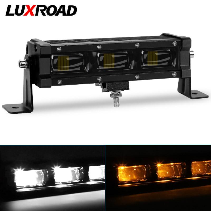 8/14/20 inch Slim LED Light Bar 6D Lens Running Lights Fog Light Dual Color White Yellow Lamp For Ca