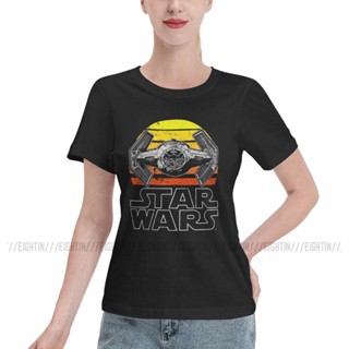 เสื้อคนอ้วน Star Wars Fighter เสื้อยืดผู้หญิงเสื้อยืดเสื้อยืดท็อปส์ซูแฟชั่นเสื้อยืดผ้าฝ้าย 100% สําหรับผู้หญิงคอกลมแขนสั