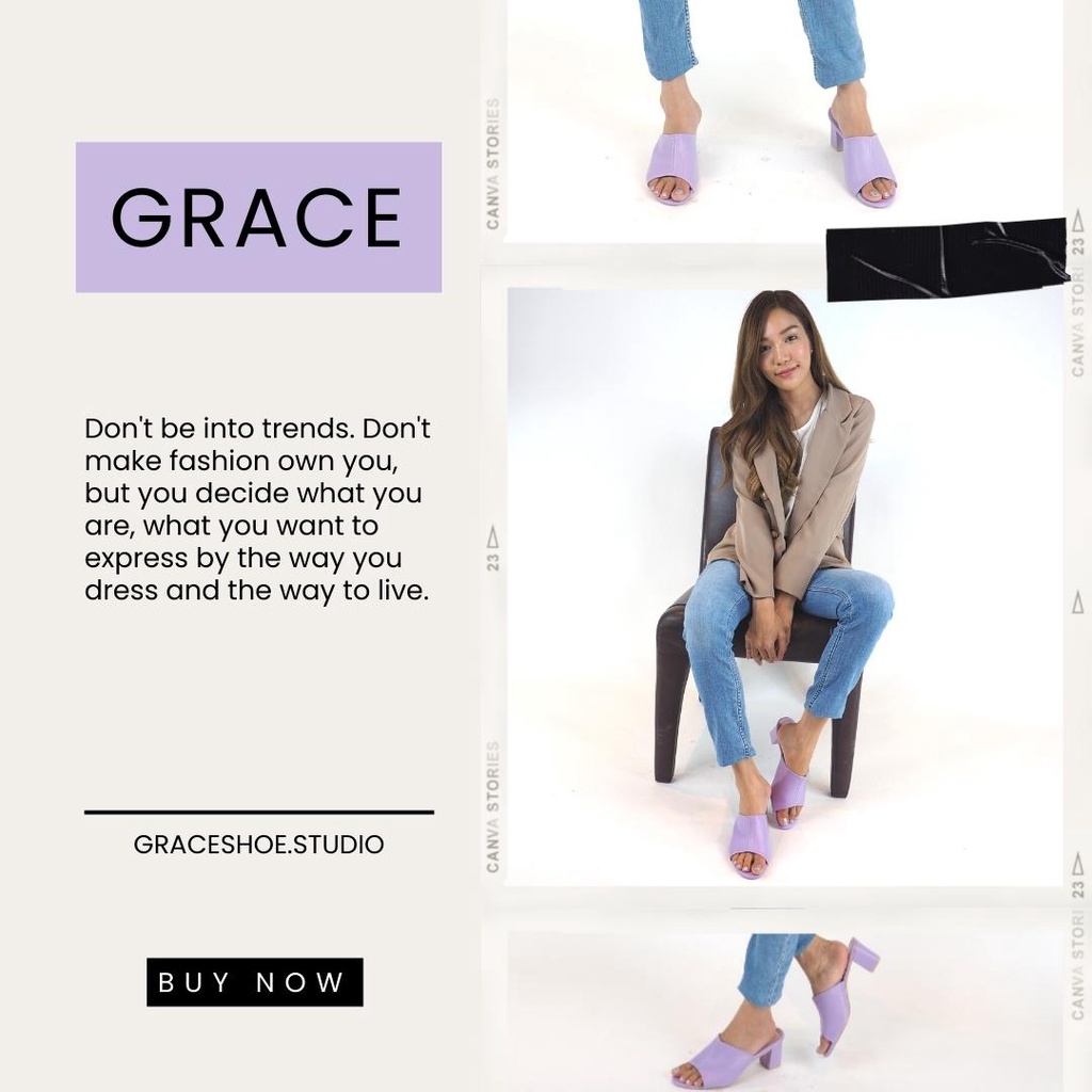 GRACEคาดแผ่นSET2 หนังนิ่ม ไซส์ 36-43 รองเท้าส้นสูง 2.5 นิ้ว รองเท้าแฟชั่นผู้หญิง