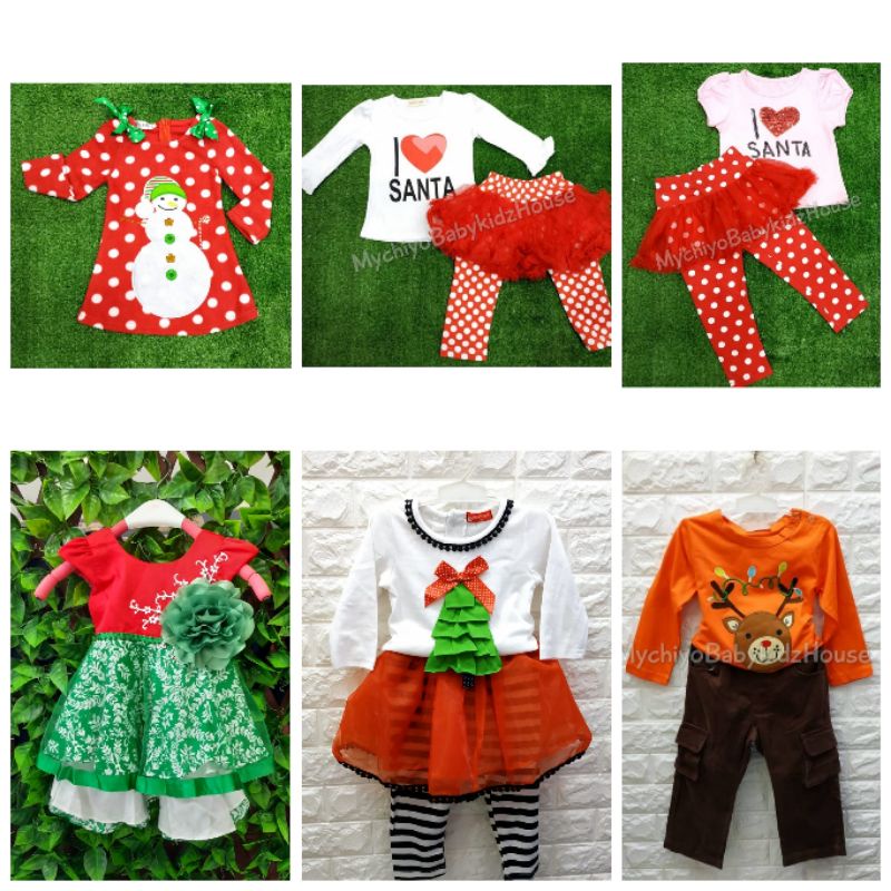 DRESS N IMPORTED CHRISTMAS SET. CHILDRENS CHRISTMAS DRESS N SET