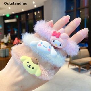 Outstanding Sanrio ยางรัดผม รูปการ์ตูนซินนาม่อน ม้วนผมหางม้าน่ารัก สีดํา เรียบง่าย สําหรับผู้หญิง