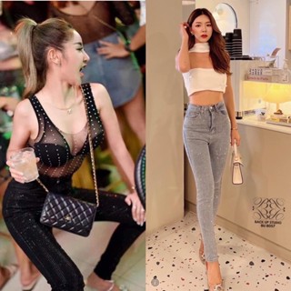 กางเกงยีนส์เดฟขายาวผ้ายืดติดเพชร สวยมาก