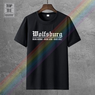 เสื้อแฟชั่นผญ2022 อื่นๆ โวล์ฟสบวร์กเสื้อยืด Heimat Liebe Stolz S ถึง 3Xl แฟน ๆ สีดําและ Co