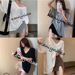 พร้อมส่ง พร้อมส่งเสื้อยืดสลาฟคอวี ทรงโอเว่อไซ้