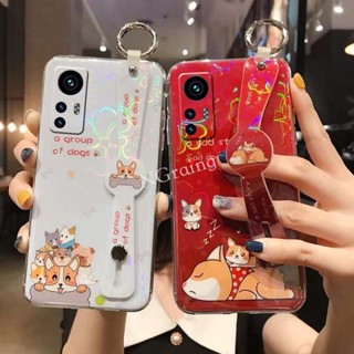 เคสโทรศัพท์มือถือ ซิลิโคน ลายการ์ตูนหมีน่ารัก พร้อมสายรัดข้อมือ สีสันสดใส สําหรับ Xiaomi 12T 12T Pro 5G