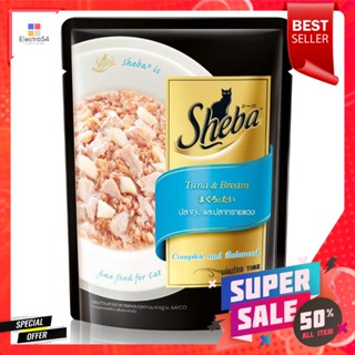 ชีบา อาหารแมวชนิดเปียก รสปลาทูน่าและปลาทรายแดง 70 กรัมSheba wet cat food Tuna and bream flavor 70 g.