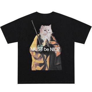 Ripndip เสื้อยืดแขนสั้นลําลอง พิมพ์ลายแมวอธิษฐานทางศาสนา สําหรับผู้ชาย และผู้หญิง