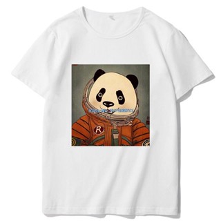 เสื้อแฟชั่นผญ ปล่อยเสื้อยืดกราฟิก Space Panda เสื้อยืดแขนสั้นสําหรับผู้ชาย Harajuku Streetwear เสื้อผ้าผู้ชายฤดูร้อน