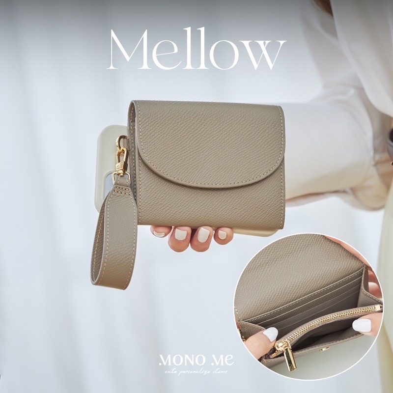 (Used like new) MELLOW wallet สี Light Taupe กระเป๋าสตางค์ หนังวัวแท้ แบรนด์ MONOME BKK