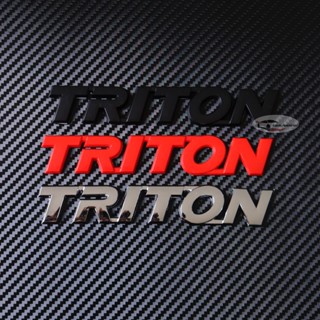 โลโก้ ตัวหนังสือ TRITON ตัวนูน สำหรับ ติดฝากระบะท้าย MITSUBISHI TRITON ขนาด 2.8 × 17 cm. มี 3 สี