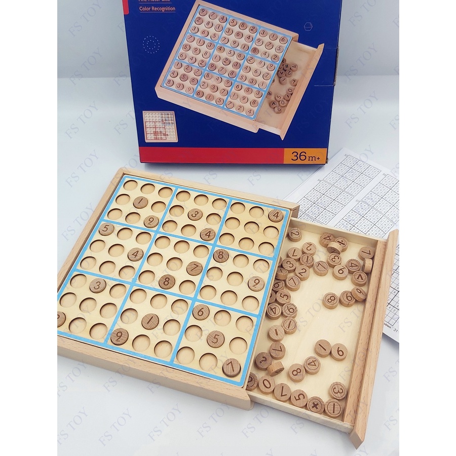 ชุดกล่องไม้ SODOKU ซูโดกุ 9*9 ของเล่นคณิตศาสตร์ไม้ปริศนากระดานเกม [TC703]