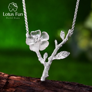 Lotus Fun Real 925 Sterling Silver Handmade Designer  Fine Jewelry Flower in the Rain Necklace with Pendant for Women Co