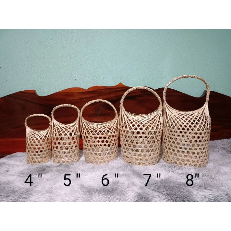 ชะลอมหูหิ้ว 4-8นิ้ว : ชะลอมสานไม้ไผ่ราคาถูก