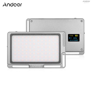 Andoer แผงไฟวิดีโอ LED แบบพกพา แบตเตอรี่ในตัว 2800mAh พร้อมหน้าจอ OLED สกรู 1/4 นิ้ว 3500K-5700K หรี่แสงได้ 96 ชิ้น สําหรับกล้อง DSLR สมาร์ทโฟน Vi