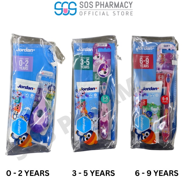 JORDAN* แปรงสีฟัน Step 1/Step 2/Step 3 -1pc แปรงสีฟัน + ยาสีฟัน 75g (Travel Pack)
