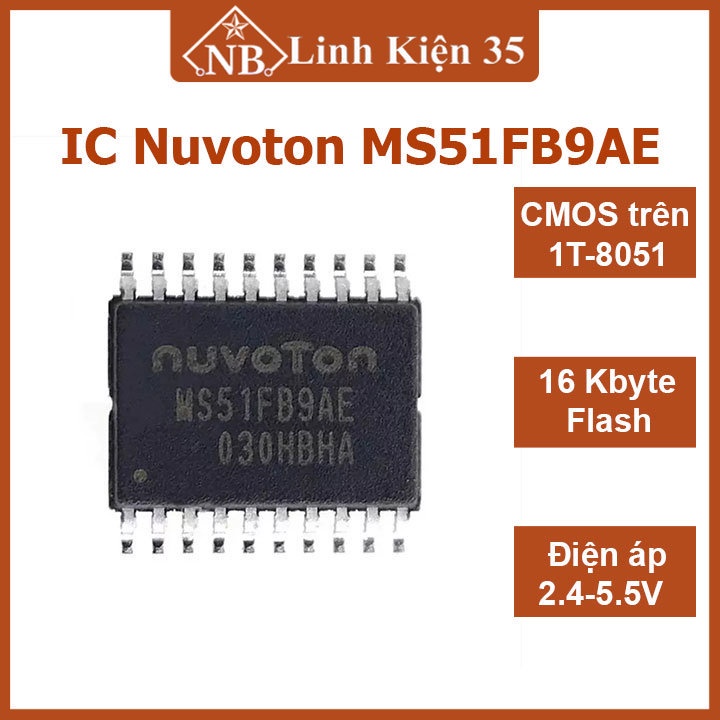 IC Nuvoton MS51FB9AE 2.4-5.5V CMOS ฝัง 1T8051