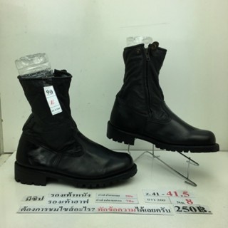 รองเท้าฮาฟ มีซิปข้าง รองเท้าทหาร รองเท้าตำรวจ รองเท้ารปภ. Half boots with side zip หนังสีดำ มือสอง นำเข้า เกาหลี