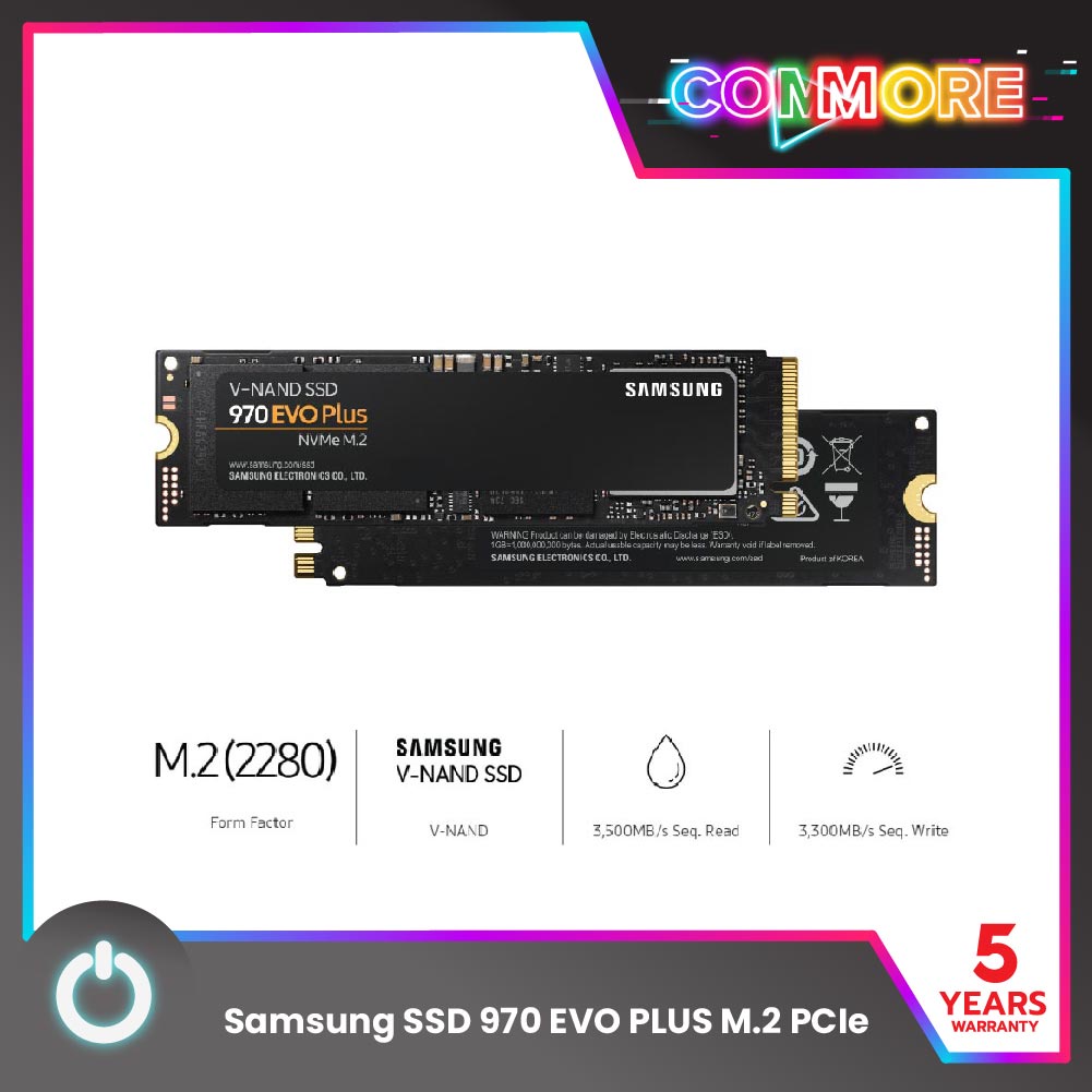 Samsung SSD 970 EVO PLUS M.2 PCIe (เอสเอสดี) ความจุ 250GB - 2TB ความเร็วในการอ่านและเขียน 3,500 / 2,300 MB/s