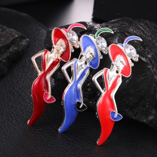 Fashion Modern Girl Brooch Red Sexy Goddess Brooches 3D Character Portrait Pin Creative Design Jewelry Accessories for Women