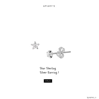 ส่งฟรี!/พร้อมส่ง!/ต่างหูเงินจิ๋ว/ต่างหูเพชรminimal/starsterlingsilver/earirng/s925