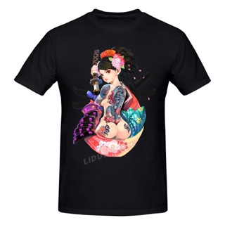 เสือยืดผู้ชาย Unisex คุณภาพยากูซ่ารอยสัก Ukiyoe เสื้อยืดวินเทจเสื้อยืดผ้าฝ้ายฤดูร้อนผู้ชายกางเกงยีนส์ผู้ชายพังก์ดีไซเนอร