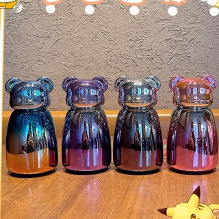 แก้วน้ำสแตนเลสเก็บอุณหภูมิ ทรงน่ารัก สีเมทัลลิคเงา ที่ฝาแต่งหูหิ้วได้