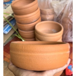 อ่างดินเผาขนาด6นิ้วไม่มีลายข้างหนาสวยสุโขทัย ใช้ปลูกต้นไม้ อ…