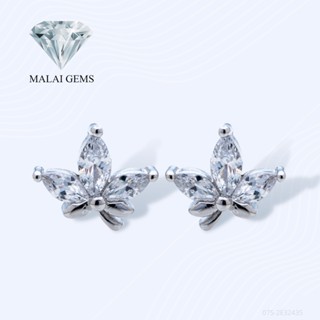 Malai Gems ต่างหูเพชร ต่างหูใบไม้ เงินแท้ Silver 925 เพชรสวิส CZ เคลือบทองคำขาว รุ่น 075-2E32435 แถมกล่อง